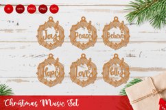 Hexagonal Music Sheet with Text Inside, Tree Ornament Set Product Image 1