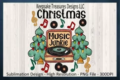 Christmas Music Junkie, Retro Sublimation PNG Printable Product Image 1