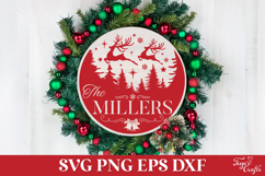 Round Family Christmas Name Sign SVG Cut File Product Image 1