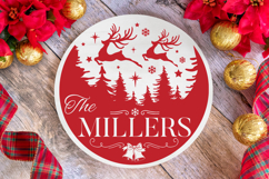 Round Family Christmas Name Sign SVG Cut File Product Image 3