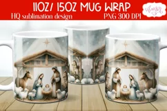 Christmas nativity mug wrap PNG for sublimation 11oz 15oz Product Image 1