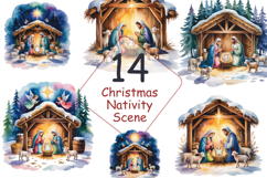 Christmas Nativity Scene Clipart, watercolor Nativity bundle Product Image 1