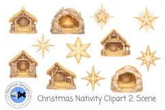 Christmas Nativity Clipart: Scene| Watercolor PNG Product Image 1