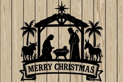 Christmas nativity scene silhouette SVG Product Image 1
