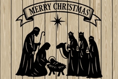 Christmas nativity scene silhouette SVG Product Image 1