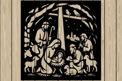 Christmas nativity scene silhouette SVG Product Image 1