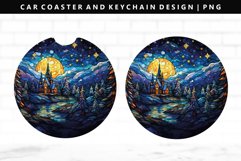Winter Keychain And Car Coaster Sublimation Design Product Image 1