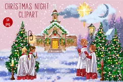 Christian Christmas Clipart, Holy Night Sublimation Product Image 1