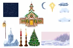 Christian Christmas Clipart, Holy Night Sublimation Product Image 2