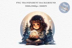 Christmas Night Fantasy Kids Clipart Winter Childrens Book Art Image Watercolor Transparent Print illustration sublimation printable digital junk journaling  watercolor Christmas Night Kids, Cute Winter Children clipart, xmas child, Girl Boy fantasy art