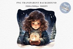 Christmas Night Fantasy Kids Clipart Winter Childrens Book Art Image Watercolor Transparent Print illustration sublimation printable digital junk journaling  watercolor Christmas Night Kids, Cute Winter Children clipart, xmas child, Girl Boy fantasy art