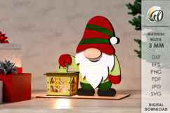 Christmas Night Lantern Laser Cut. Christmas gnome SVG Product Image 1