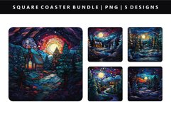 Winter Square Coaster Design | Square Coaster PNG Product Image 1