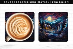 Christmas Night Square Coaster Sublimation Design PNG Product Image 1