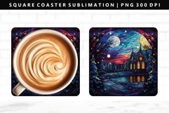 Christmas Night Square Coaster Sublimation Design PNG Product Image 1