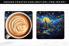 Christmas Night Square Coaster Sublimation Design PNG Product Image 1