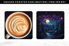 Christmas Night Square Coaster Sublimation Design PNG Product Image 1