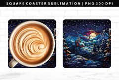 Christmas Night Square Coaster Sublimation Design PNG Product Image 1