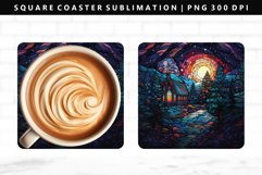 Christmas Night Square Coaster Sublimation Design PNG Product Image 1