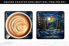 Christmas Night Square Coaster Sublimation Design PNG Product Image 1