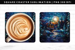 Christmas Night Square Coaster Sublimation Design PNG Product Image 1