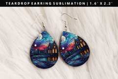 Christmas Night Teardrop Earring Sublimation PNG Design Product Image 1
