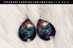 Christmas Night Teardrop Earring Sublimation PNG Design Product Image 1