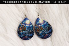 Christmas Night Teardrop Earring Sublimation PNG Design Product Image 1