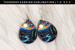 Christmas Night Teardrop Earring Sublimation PNG Design Product Image 1