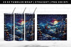 Winter Stained Glass 20oz Tumbler Wrap PNG Product Image 1