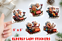 Christmas Stickers Bundle Funny elderly old lady Humor PNG Product Image 11