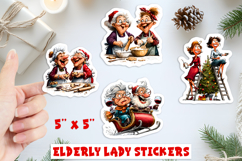 Christmas stickers, lady with Santa, friendship sticker PNG Product Image 1