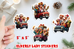 Friendship stickers, old lady and best friend, Christmas PNG Product Image 1