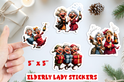 Christmas stickers, Humor old lady and best friend, wine PNG Product Image 1