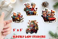 Christmas stickers, lady with best friend, drinking wine PNG Product Image 1
