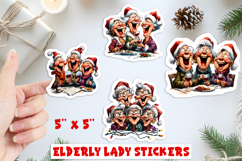Christmas stickers, lady with best friends with Santa&#039;s hat Product Image 1