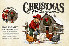 Christmas On The Farm PNG - Vintage Country Barn Shirt Product Image 1
