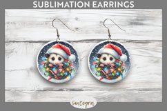 Christmas Opossum Entangled in Lights Round Earrings Sublima Product Image 1