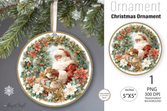 Vintage Christmas Ornament | Round Ornament|Santa Claus Product Image 1