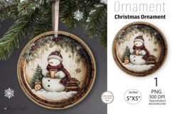 Snowman Christmas Ornament| Round Ornament sublimation print Product Image 1