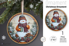 Snowman Christmas Ornament| Round Ornament sublimation print Product Image 1