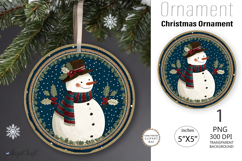 Snowman Christmas Ornament| Round Ornament sublimation print Product Image 1