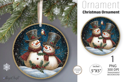 Snowman Ornament| Christmas Round Ornament sublimation print Product Image 1