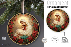 Christmas Nativity Scene|Round Ornament| Mary and Jesus Product Image 1