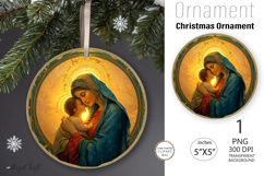 Christmas Nativity Scene|Round Ornament| Mary and Jesus Product Image 1