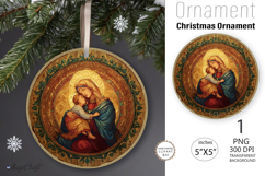 Christmas Nativity Scene|Round Ornament| Mary and Jesus Product Image 1