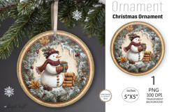 Snowman Christmas Ornament| Round Ornament sublimation print Product Image 1