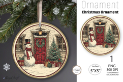 Snowman Christmas Ornament| Round Ornament sublimation print Product Image 1