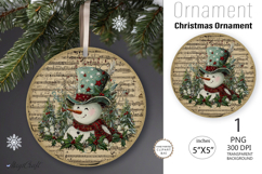 Snowman Christmas Ornament| Round Ornament sublimation print Product Image 1