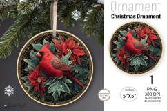 Red Cardinal Christmas Ornament| Round vintage Ornament bird Product Image 1
